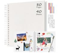 Boic Album Photo Scrapbooking 30x30cm, Fait à La Main Album Spirale 80 Pages, Livre D'or pour Voyage Mariage, Cadeaux de Noël Anniversaire Cadeaux de Saint-Valentin (Blanc)
