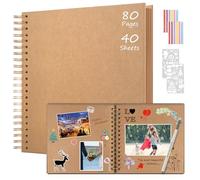 Boic Album Photo Scrapbooking 30x30cm, Fait à La Main Album Spirale 80 Pages, Livre D'or pour Voyage Mariage, Cadeaux de Noël Anniversaire Cadeaux de Saint-Valentin (Kaki)