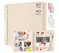 Boic Album Photo Scrapbooking 30x30cm, Fait à La Main Album Spirale 80 Pages, Livre D'or pour Voyage Mariage, Cadeaux de Noël Anniversaire Cadeaux de Saint-Valentin (Blanc Laiteux)