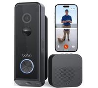 BOIFUN 2026 2K Double Caméra Sonnette sans Fil Extérieure Étanche, Noir | Vision Nocturne en Couleur, Installation Facile avec Support, Détection Humaine par IA, Compatible Carte SD, Wi-Fi 2,4 GHz