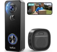 BOIFUN 2K Sonnette sans Fil avec Camera, Vision à 180°, Installation Facile, Détection IA Avancée, Sonnette sans Fil Exterieur Etanche, Vision Nocturne, IP65 Etanche, WiFi 2,4 GHz Uniquement