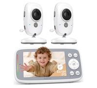 BOIFUN 4'' Babyphone 2 Cameras Bebe Surveillance sans WiFi, Vision Nocturne Infrarouge Invisible, HD 720P, Interphone Bidirectionnel, Berceuses, Détecteur Température/Son, Zoom 3X, Rappel de Biberon