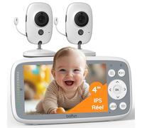 Boifun 4'' Babyphone 2 Cameras Bebe Surveillance sans WiFi, Vision Nocturne Infrarouge Invisible, HD 720P, Interphone Bidirectionnel, Berceuses, Détecteur Température/Son, Zoom 3X, Rappel de Biberon