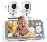 BOIFUN 4”Babyphone 2 Cameras, Camera Bebe 720P Véritable IPS, Zoom 3X, Vision Nocturne Infrarouge Invisible, Barre de Volume, Pas de WiFi, Matériau de Sécurité ABS