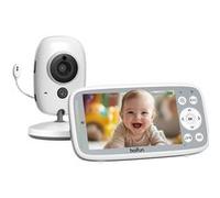 BOIFUN 720P Babyphone Camera, 4'' Écran IPS, Vision Nocturne Infrarouge Invisible, Zoom 3X, Détection de Température, VOX, Pas de WiFi (Mise À Jour De La Version) Blanc G
