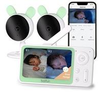 BOIFUN Babyphone 2 Cameras 1080P, 4,3”Écran Divisé Camera Bebe, APP et Moniteur Contrôle, Détection de Mouvement et de Son, Zoom 4X, Vision Nocturne Infrarouge Invisible, Alarme de Zone vert G