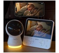 Boifun Babyphone 5,5" vidéo audio avec caméra 4 MP 360° zoom 4x, WiFi, contrôle par application hors maison, AI intelligent, audio bidirectionnel, température et humidité, veilleuse, SD, batterie 4000
