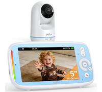 Boifun Babyphone avec caméra rotative 360° HD, écran IPS 5 pouces, audio bidirectionnel, détection de température, batterie 3050 mAh, zoom 3X, vision nocturne, mode VOX, berceuses pour bébés