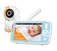 BOIFUN Babyphone Camera Sans WiFi ni Ondes 5" 720P IPS (Modèle Amélioré), Vision Nocturne Infrarouge Invisible, Camera Bebe 360°, Batterie Longue Durée 24h, Portée Longue Distance, Audio Clair