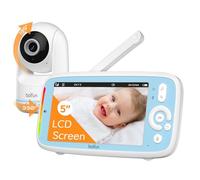 Boifun Babyphone Camera sans WiFi ni Ondes 5" 720P IPS (Modèle Amélioré), Vision Nocturne Infrarouge Invisible, Camera Bebe 360°, Batterie Longue Durée 24h, Portée Longue Distance, Audio Clair