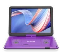 BOIFUN Lecteur DVD Portable 17,5" avec Grand écran pivotant HD 15,6, Batterie Rechargeable 6 Heures, Prise en Charge USB/Carte SD/synchronisation TV et Plusieurs formats de Disque, Lecteur DVD, Haut-