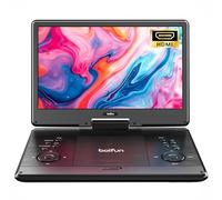 BOIFUN - Lecteur DVD portable de 15,7 pouces avec entrée HDMI | Batterie rechargeable de 5 heures sans région, se synchronise avec TV et projecteur, carte USB et SD, double haut-parleurs