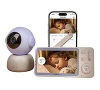 BOIFUN Smart Babyphone Camera 5" 2K, Connecté Via WiFi ou Mode Local, Vision Nocturne sans Lumière Visible, Détection & Alerte Pleurs/Mouvements/Température/Humidité, Suivi Auto 360°, Autonomie 17h Bl