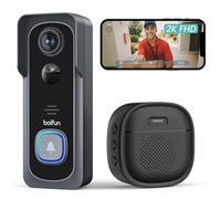 BOIFUN Sonnette sans Fil Exterieur Etanche, 2K FHD, Grand Angle de 166°, Installation Facile, Détection Humaine par IA, Vision Nocturne, Compatible Carte SD, IP65 étanche, Wi-FI 2,4 GHz Uniquement