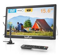 BOIFUN Téléviseur portable de 15,6" avec antenne, lecteur DVD intégré, batterie 5000 mAh, prise en charge d'entrée HDMI/USB/TF/AV et plusieurs formats de disque, petit combo TV DVD pour camping