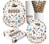 BOIKOKY 120 Pièces Décorations de Fête d'Anniversaire sur le Thème de Mon Premier Anniversaire de Rodéo, Fournitures de Fête sur le Thème de My First Rodeo | Pour 24