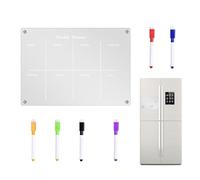 boiler Tableau Magnetique Frigo Calendrier Hebdomadaire Acrylique Tableau Planning Hebdomadaire Frigo Magnétique Transparent Tableau Liste De Courses avec 6 Marqueurs pour Organisation des Repas