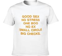 BOINAITS Funny Tops Good Sex No Stress One Boo Ex Small Circle Big Checks Men Adult Short Sleeve T Shirt White L