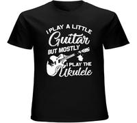 BOINAITS I Play The Ukulele Tshirt Music Guitar Awesome Birthday Casual Custom Short Sleeve Cotton T Shirt Black 3XL