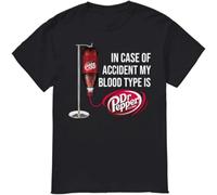 BOINAITS in Case of Accident My Blood Type is Dr.Pepper Funny Mens T-Shirt Black M