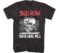BOINAITS Skid Row Youth Gone Wild Graffiti Skull Mens T Shirt Heavy Metal Band Tour Merch Black M