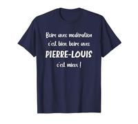 Boire avec modération C'est Bien Boire avec Pierre-Louis T-Shirt, Homme, Bleu Marine, XL