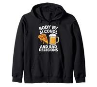 Boire de la bière et des pizzas drôles à cause de l'alcool et de mauvaises décisions Sweat à Capuche