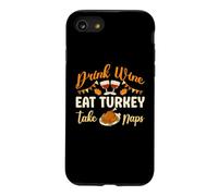 Boire du vin Manger de la Dinde Faire la Sieste Thanksgiving Day Dîner Nourriture Coque pour iPhone SE (2020) / 7/8