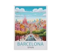 Bois 1000 Pièce Puzzle,Barcelone Espagne,Puzzles Adultes Jeux Stress Divertissement Jouets Puzzles Maison Cadre Photo Décoration Murale(75x50cm)-EU36