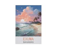 Bois 1000 Pièce Puzzle，Exuma Bahamas，Puzzles Adultes Jeux Stress Divertissement Jouets Puzzles Maison Cadre Photo Décoration Murale（75x50cm）-FO7