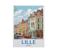 Bois 1000 Pièce Puzzle，Lille, France，Puzzles Adultes Jeux Stress Divertissement Jouets Puzzles Maison Cadre Photo Décoration Murale（75x50cm）-P67