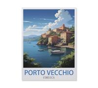 Bois 1000 Pièce Puzzle,Porto-Vecchio Poster Voyage Corse,Puzzles Adultes Jeux Stress Divertissement Jouets Puzzles Maison Cadre Photo Décoration Murale(75x50cm)-GN7
