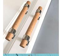 Bois 2 Pièces Poignée Meuble Bois Poignées de Meuble Cuisine Boutons De Meuble en Forme d'arc en Bois Moderne tiroir Knobs Ajustables poignet porte placard bois (hole centre 224mm,chrome)