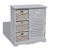 Bois Armoire 3 Paniers Gauches en Tissage Rangement Stockage Salon vidaXL