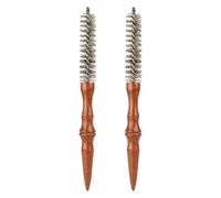 Bois Brosse Ronde Spiralée Poils de Sanglier 2 Pièces, Mini | Outil Léger, Réduit les Frisottis, Finition Lisse, Usage Bureau et Maison pour Moustache