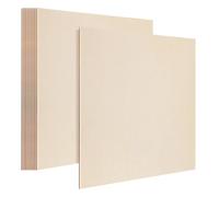 Bois Brut Non Finie 12 carrés de bois brut, panneaux contreplaqué multicouches, bords lisses, for loisirs créatifs (peinture, teinture, pyrogravure), supports en vierges