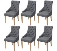 Bois Chêne 6x Chaise Salle à Manger Tissu Gris Clair Chaise de Cuisine vidaXL