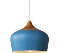 Bois chêne Finition en Fer, Abat-Jour créatif, Suspension Industrielle, décoration Plafond, éclairage Nordique Salle à Manger, luminaire Suspendu pour Salon, îlot de Cuisine (Bleu, 35 cm)