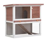 Bois Clapier d'Extérieur 1 Porte Marron Enclos Cage à Lapin Animaux vidaXL