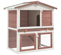 Bois Clapier d'Extérieur 3 Portes Cabane Enclos Cage à Lapin Animaux vidaXL