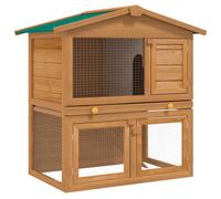 Bois Clapier d'Extérieur 3 Portes Cabane Enclos Cage à Lapin Animaux vidaXL
