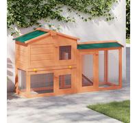 Bois Clapier Large d'Extérieur Marron et Blanc Enclos Cage Animaux vidaXL