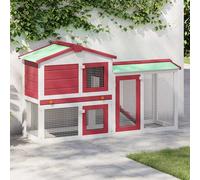 Bois Clapier Large d'Extérieur Marron et Blanc Enclos Cage Animaux vidaXL