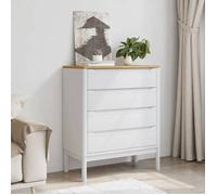 Bois Commode salon 1 pièce, forme rectangulaire, FLORO blanc bois de pin massif - (76.5x39x90.5 cm) vmwE62