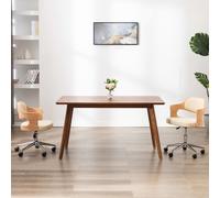 Vidaxl Chaise Pivotante À Manger Crème Bois Courbé Et Similicuir Multicolore