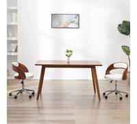 Bois Courbé Chaise Pivotante de Bureau Blanc Similicuir Salon Siège vidaXL