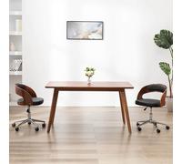 Vidaxl Chaise Pivotante De Bureau Blanc Bois Courbé Et Similicuir Blanc