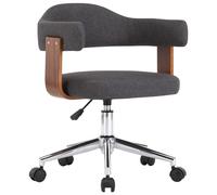 Vidaxl Chaise Pivotante De Bureau Gris Bois Courbé Et Tissu Gris