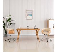 vidaXL Chaise Pivotante de Bureau Siège de Salon Chaise de Salle de Séjour Ergonomique Chambre Maison Intérieur Crème Similicuir Bois Courbé Crème G