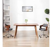 Bois Courbé Chaise Pivotante de Bureau Tissu Gris Salon Siège Maison vidaXL